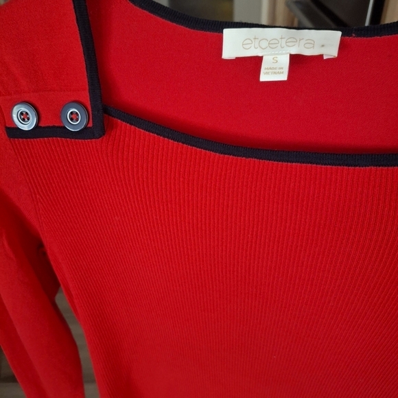 Etcetera Red Sweater with Black Trim - Picture 6 of 8